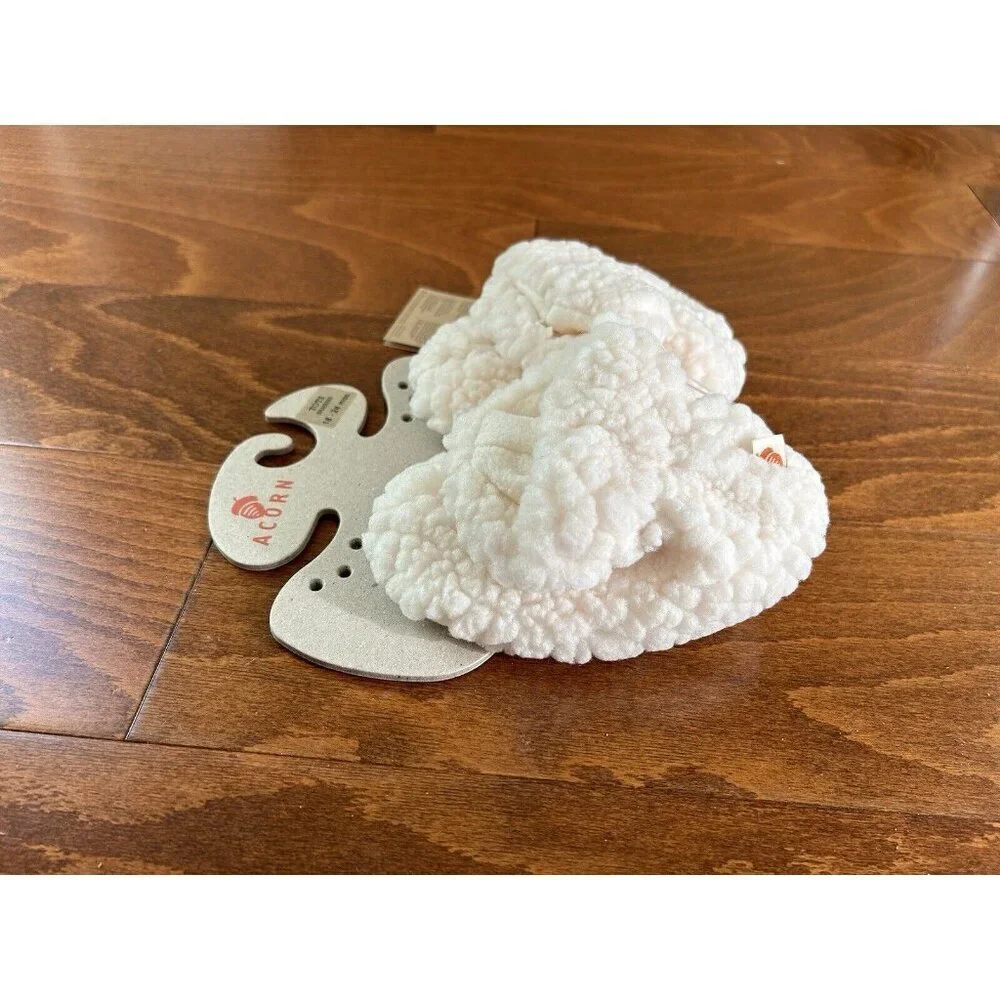 Acorn tots Unisex Little Kids Baby 18-24 Cream Popcorn Baby Booties Slippers NEW